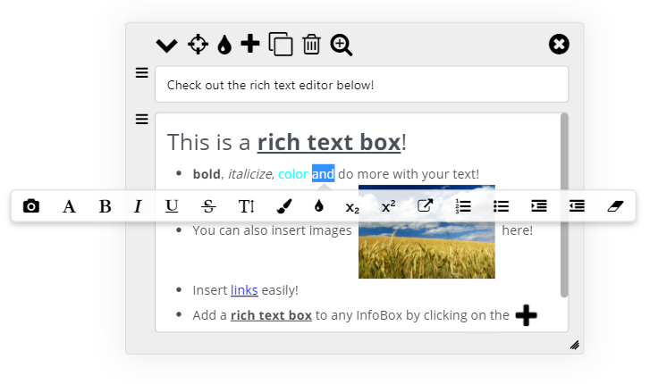 mindmap richtext editor popup